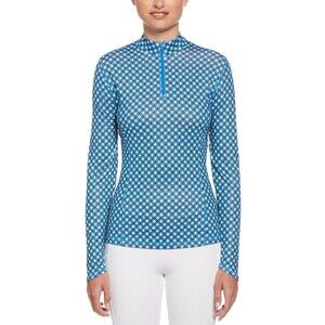 Callaway 1/4 Zip Pullover Women’s Medium Geometric Print Blue UV  Thin Stretch